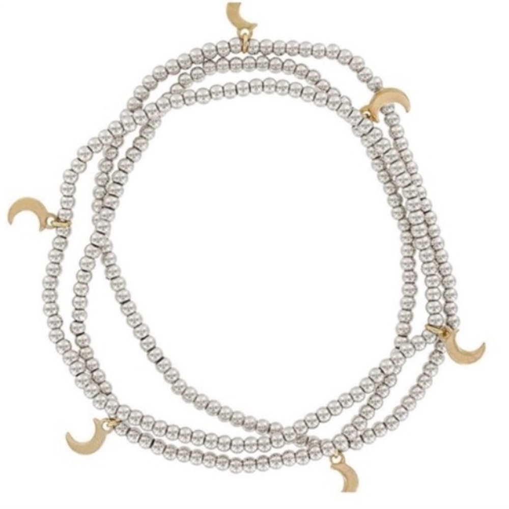 Beaded charm silver moon bracelet set (3) - Picture 2 of 5